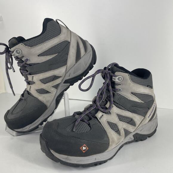 Merrell Work Boots Womens Size 8.5 Waterproof Safety Steel Toe Slip Gray Hike - Picture 3 of 14